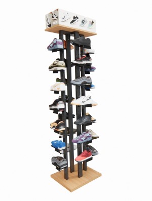Shoe rack display frame iron wood material
