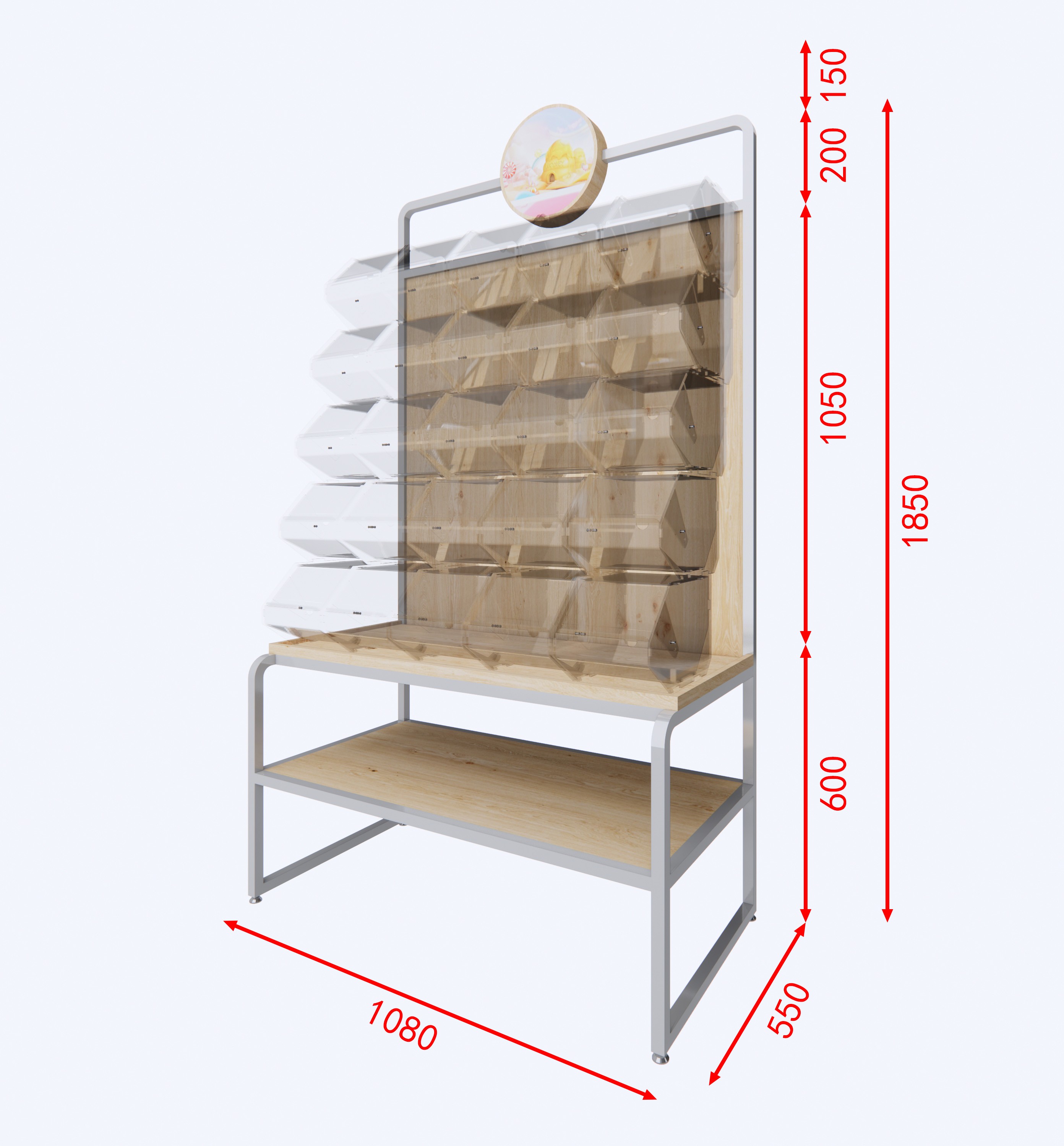 Iron wood display rack candy rack