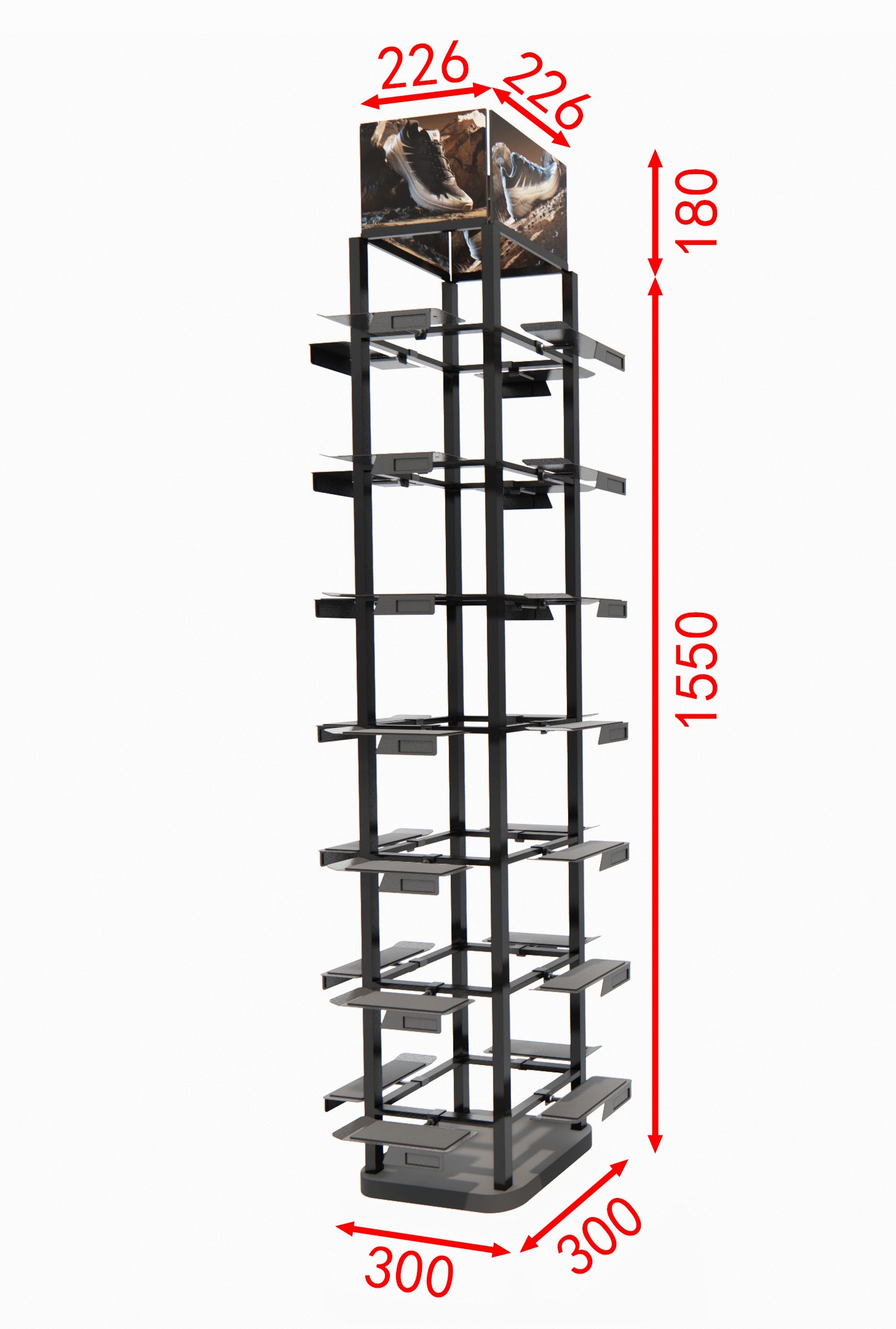 Floor iron rack display sports shoes rack store super display rack can be customized
