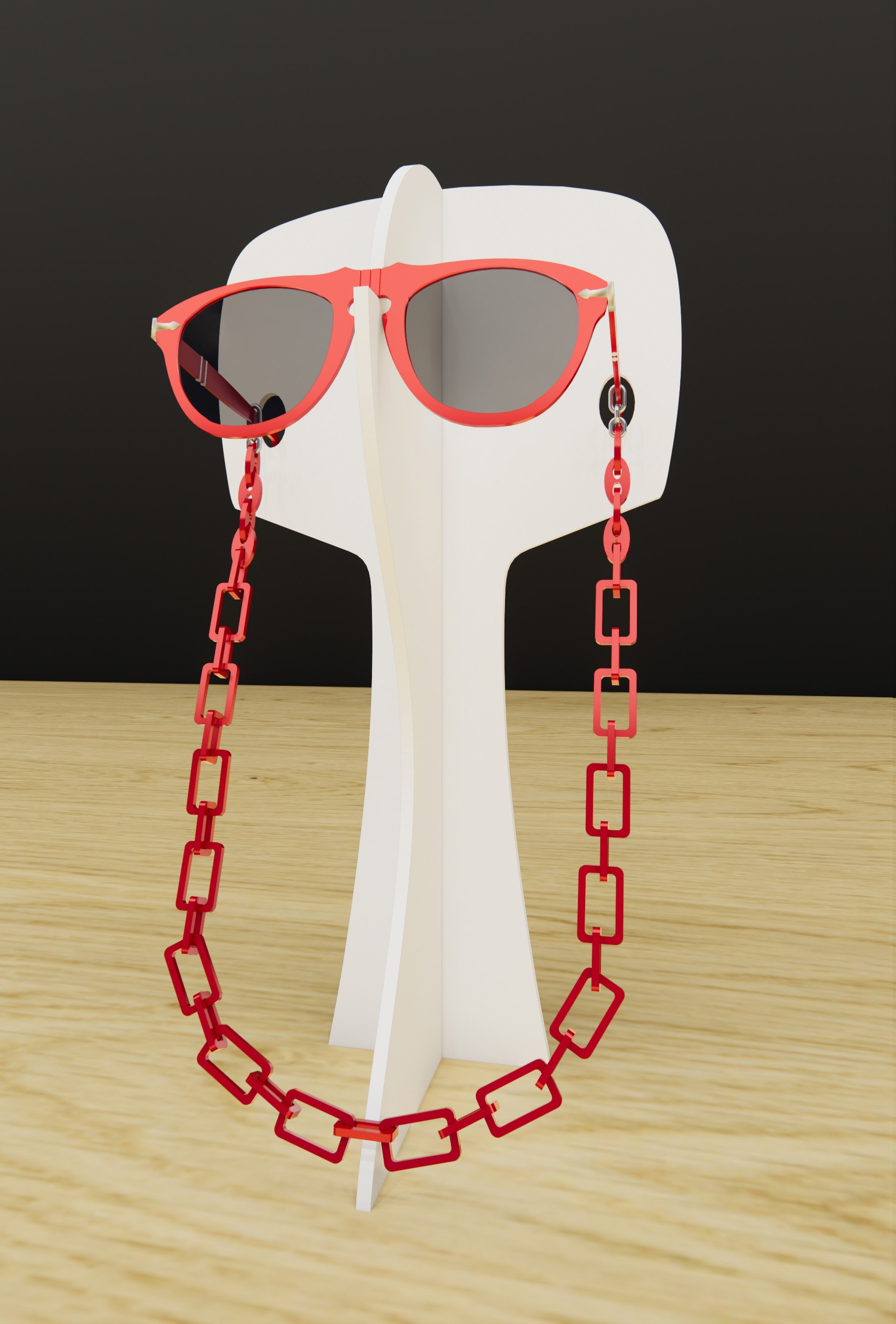 Mesa white display frame 1 pair of glasses can show the chain of glasses and accessories